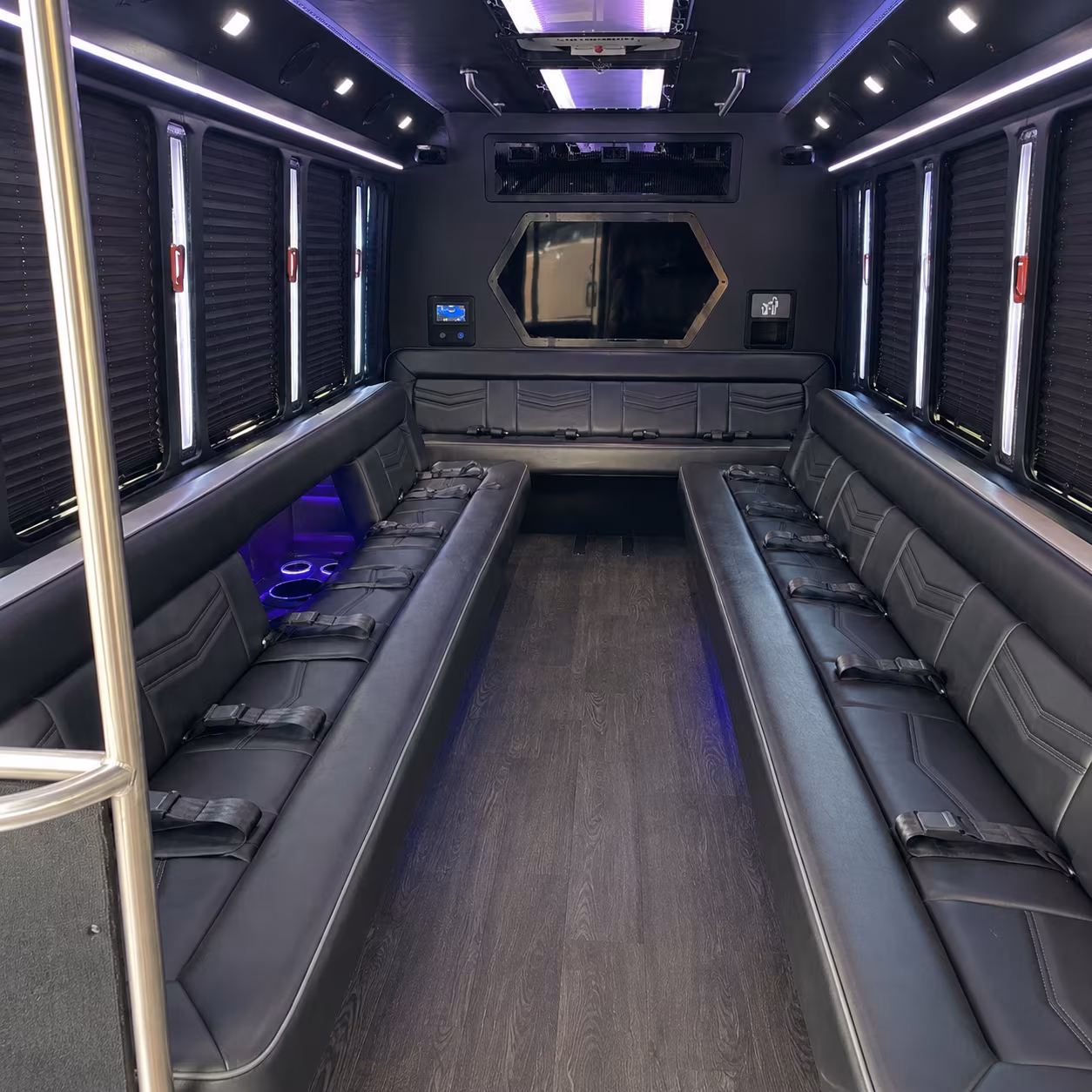 dubuque 18 passenger party bus interior