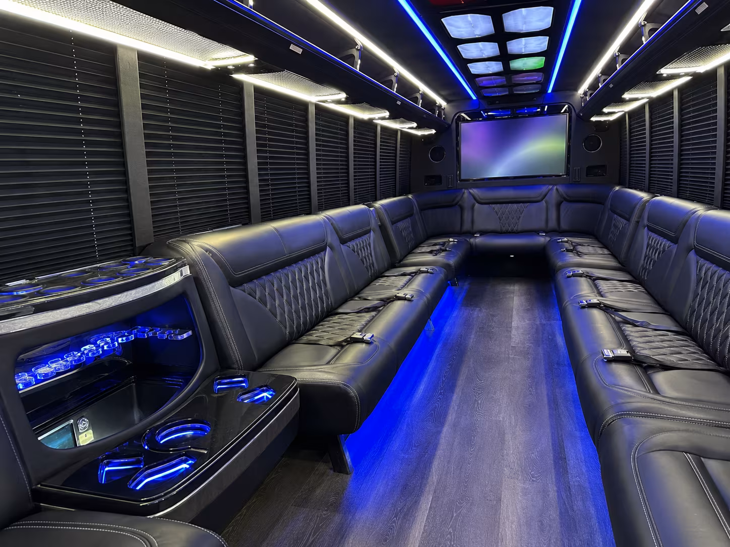 dubuque 20 passenger party bus inside