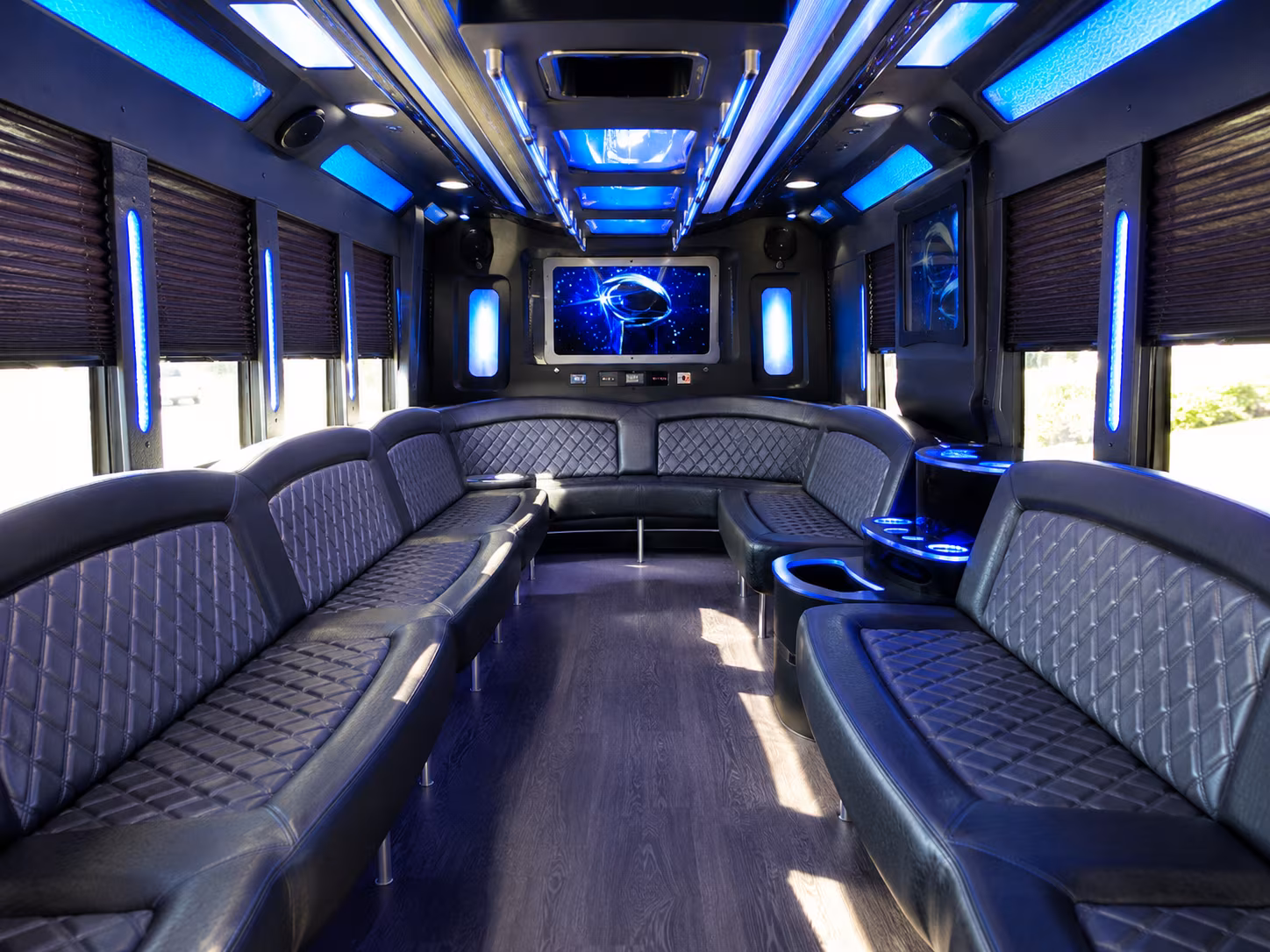 dubuque 28 passenger party bus inside