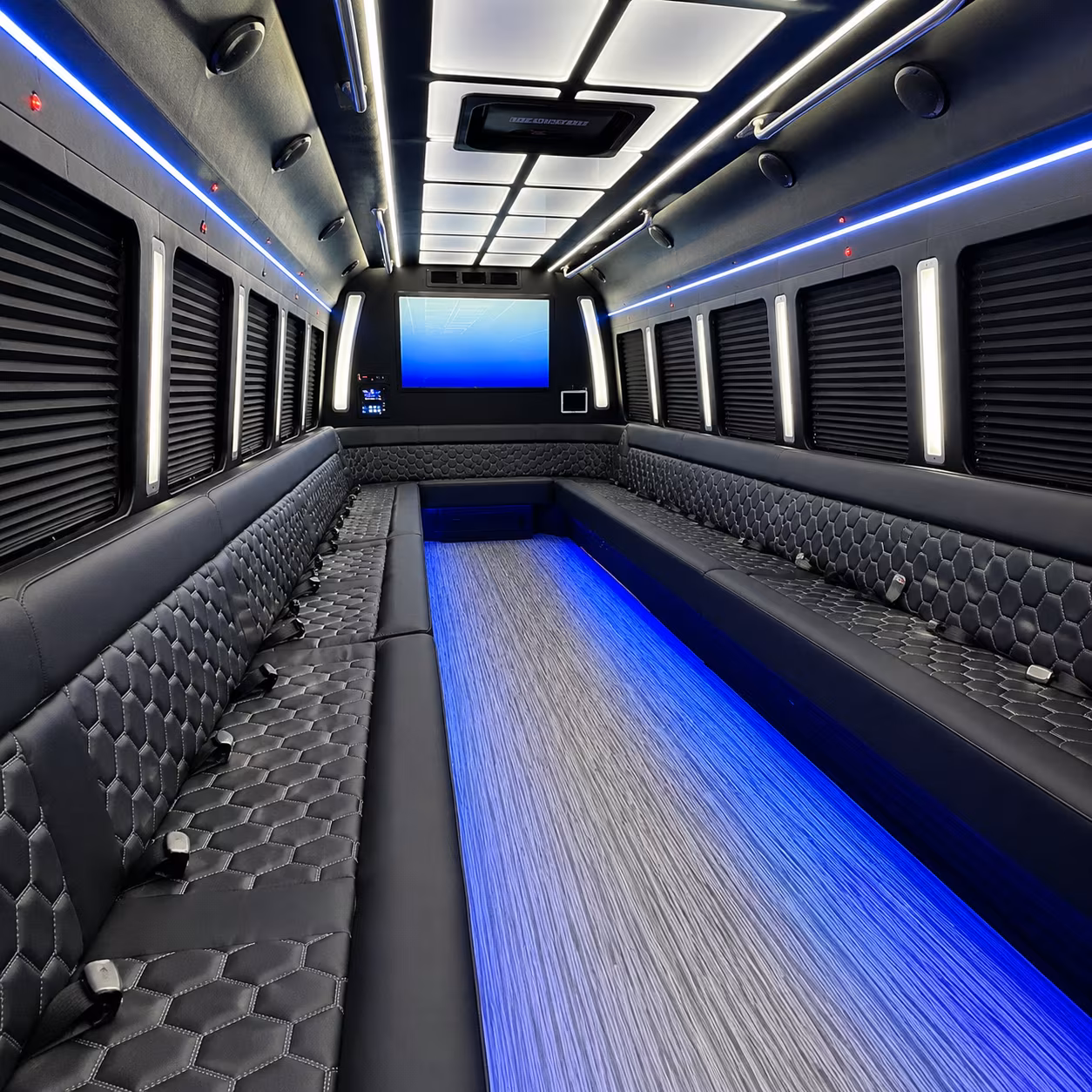 dubuque 50 passenger party bus inside